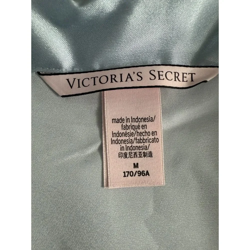 Victoria's Secret Women's Sea Glass Ombre Satin Pajama Top Button Front Size M